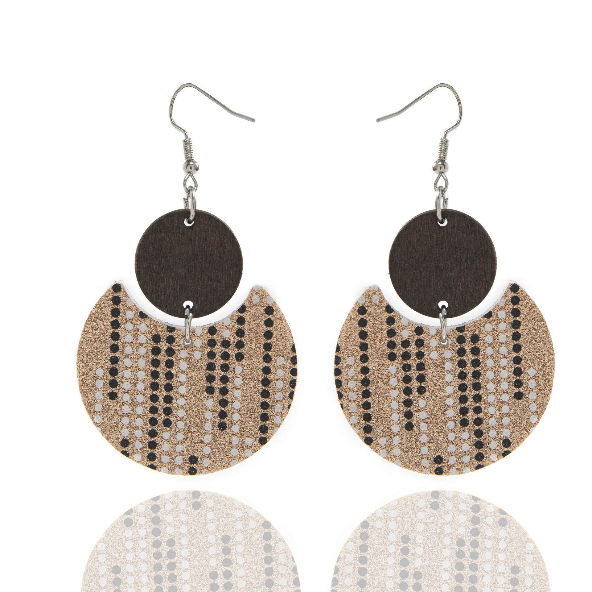 Wholesale Crescent Shaped Leather Plaid Braid Pattern Colorful Earrings